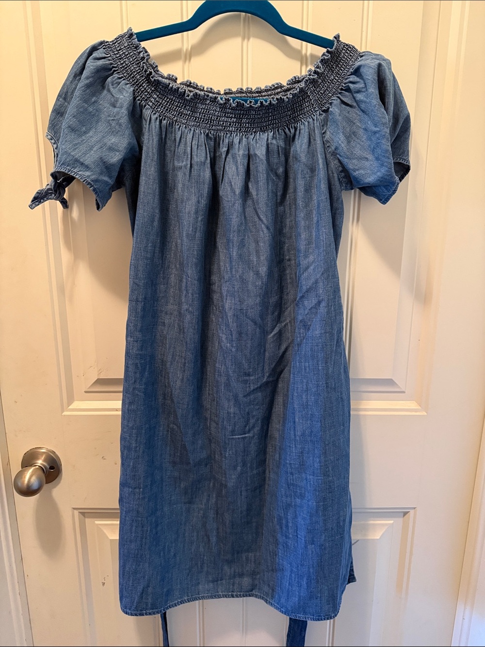 Market & Spruce Blue Off-Shoulder Chambray Dress